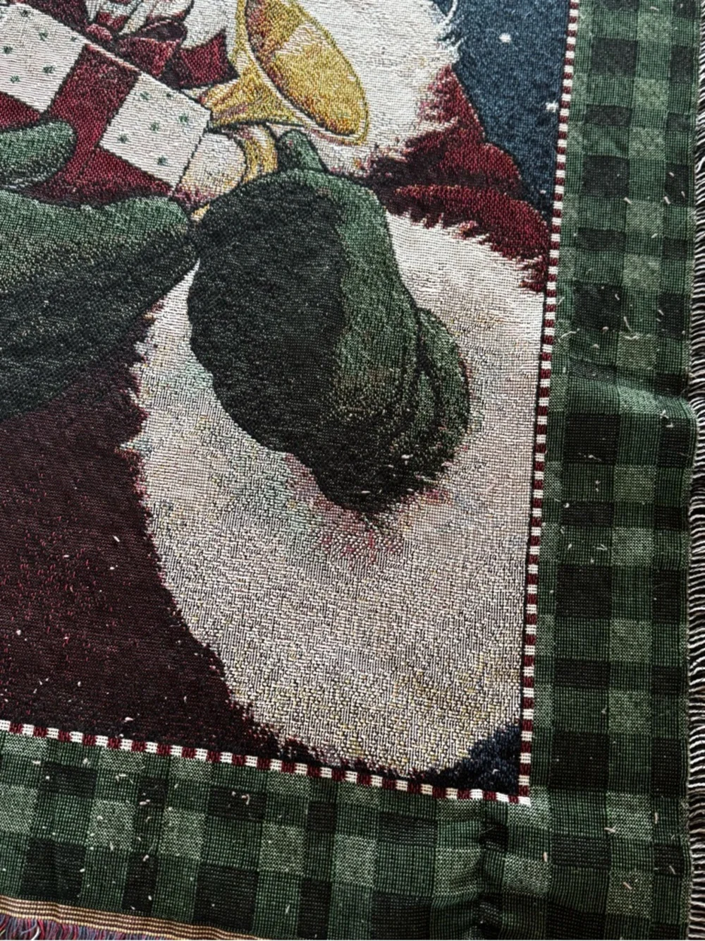 American Weavers Santa Claus Christmas Throw Blanket 51x61 Tapestry Fringe USA